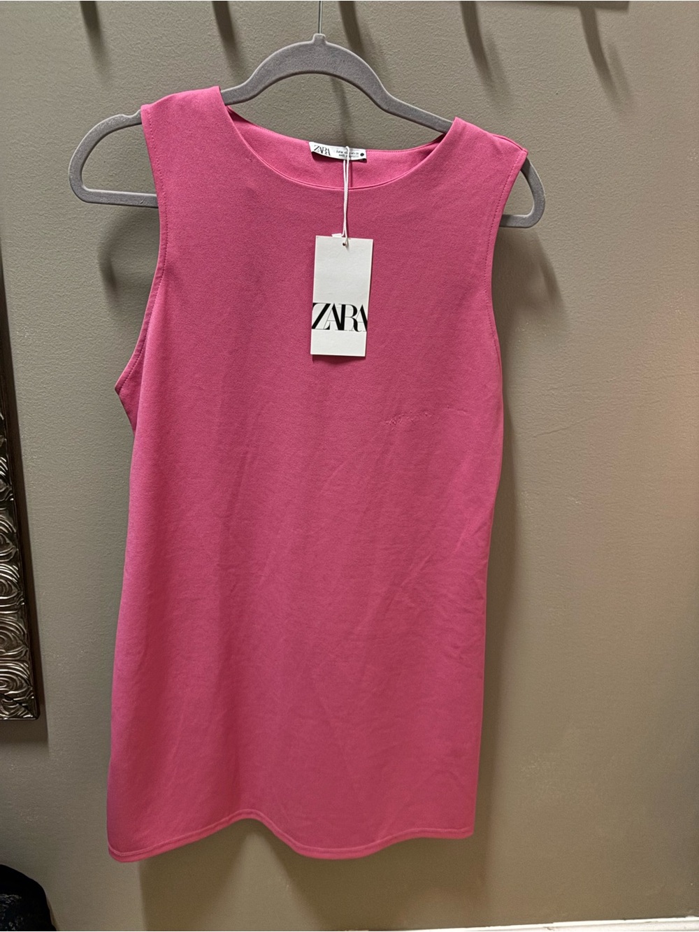 Zara Bright Pink Crewneck Tank Top